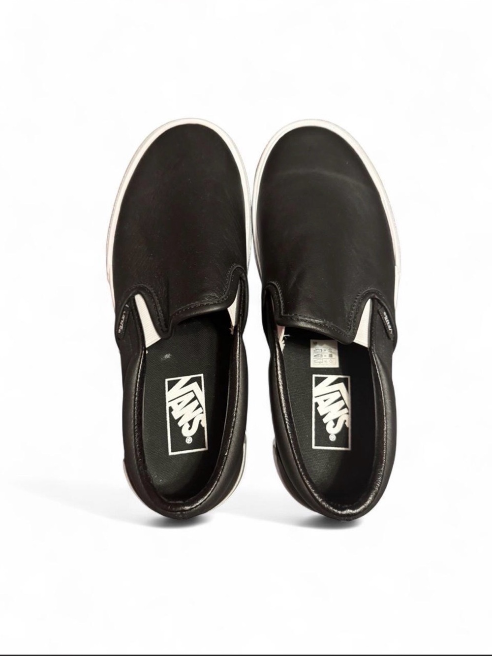 Vans Black Slip-On Loafers with White Sole and Metallic Accents